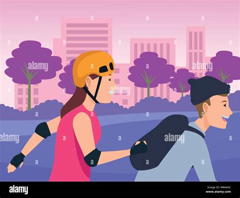Young Couple Doing Exercise Cartoon Stock Vector Image And Art Alamy