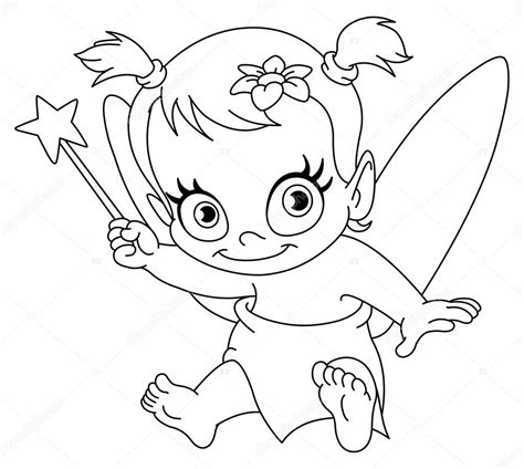 Outlined Baby Fairy — Stock Vector © Yayayoyo 6439371