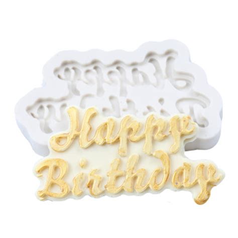 Happy Birthday Silicone Fondant Molds Cake Decorating Tools Home Diy