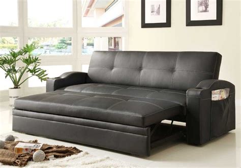 It is very useful for those people who live in small apartments or are sharing an apartment. Novak Black Leather Sofa Bed With Pull Out Trundle ...