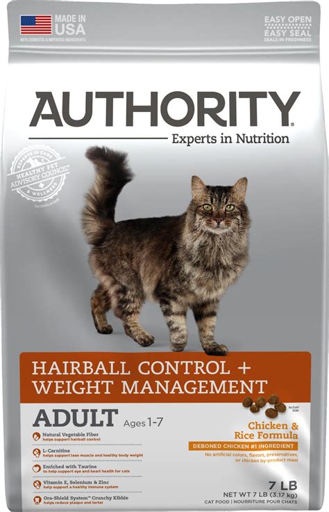 Indoor formulas are made specifically for indoor cats because they often do not have the same amount of activity or nutrients as outdoor cats. AUTHORITY Hairball Control & Weight Management Chicken ...