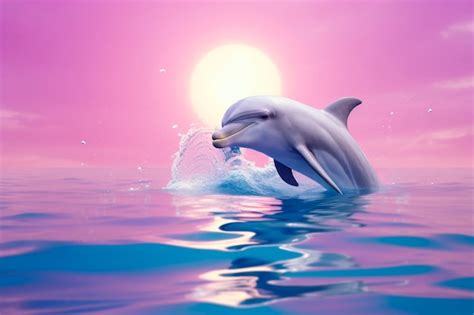 Free Photo Beautiful Dolphin Swimming At Sunset