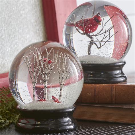 Winter Snow Globe By Raz Imports 45 Inch Cardinal Snow Globe Birch