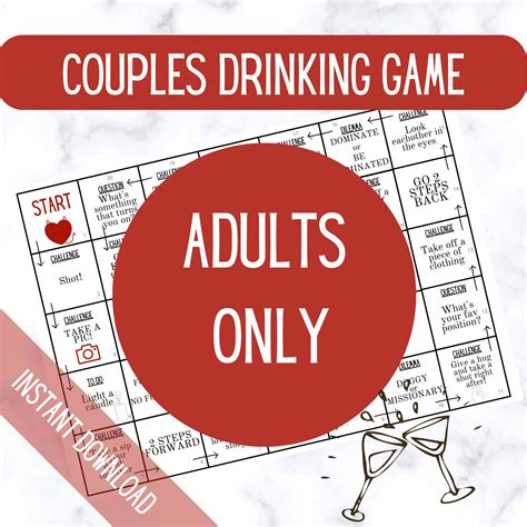 Couples Board Drinking Game Printable Date Night Activity Couples Game Adult Game Naughty Games