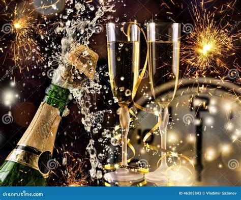 New Year Celebration With Champagne Stock Photo Image 46382843