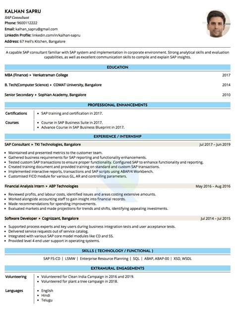 Sample Resume Of Sap Consultant With Template And Writing Guide