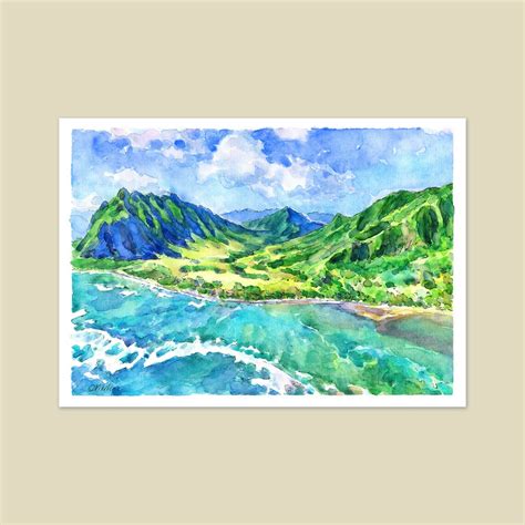 Hawaii Original Painting Hawaii Oahu Watercolor Artwork Etsy
