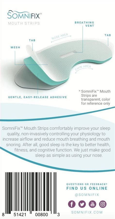 Sleep Strips By Somnifix Advanced Gentle Mouth Tape For Nose Breathing Nighttime Sleeping