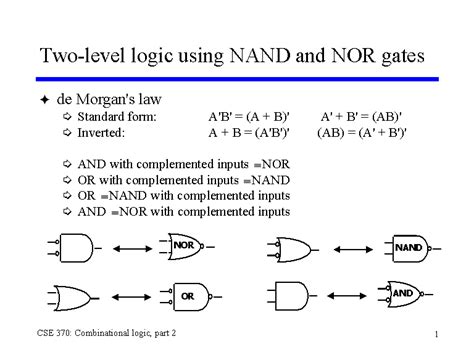 Two Level Logic Using Nand And Nor Gates