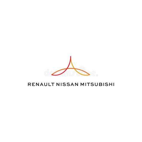 Renault Nissan Mitsubishi Logo Editorial Illustrative On White