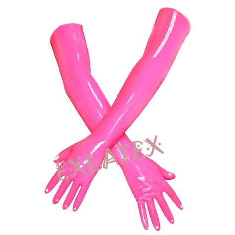 Latex Gloves Unisex Fitness Gloves Long Sleeve Gloves Latex Rubber Pink