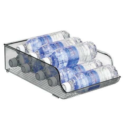 Mdesign Plastic Water Bottle Tray Storage Rack And Dispenser Smoke
