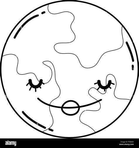 Cute Moon Cartoon In Black And White Stock Vector Image And Art Alamy