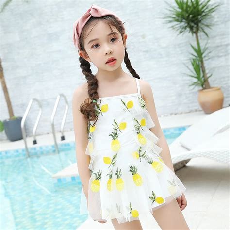 Girls One Piece Swimsuit Dress Print Sleeveless Toddler Girl Children