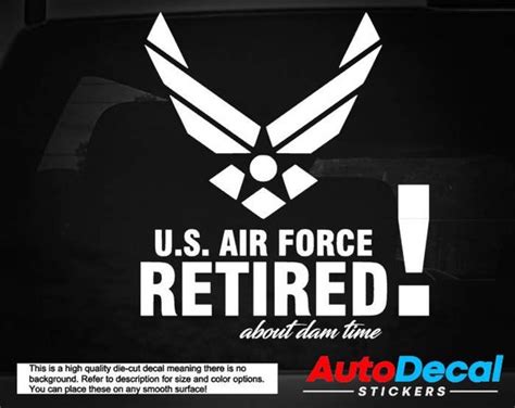 Air Force Retired Emblem Vinyl Decal Sticker Wings Military Etsy