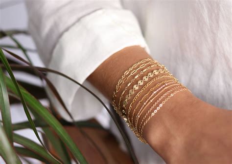 Dainty Chain Bracelet 14k Gold Filled Delicate Chain Stacking Bracelet Bridesmaid T