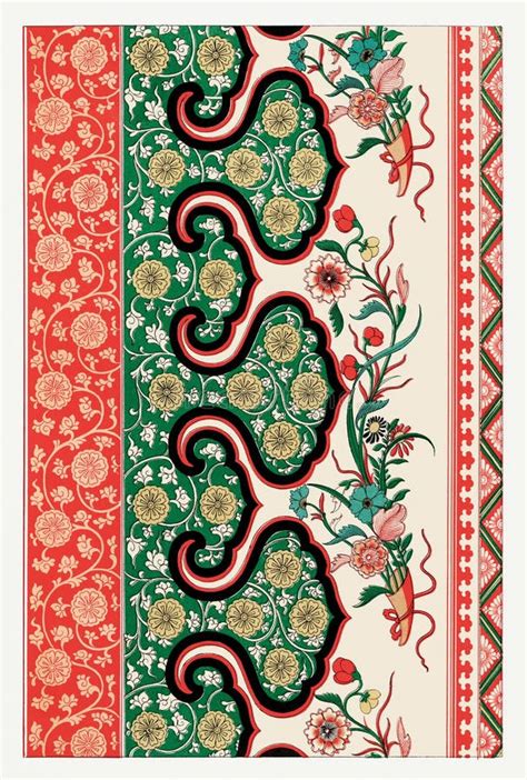 Colorful Chinese Floral Design Oriental Style Floral Pattern Stock
