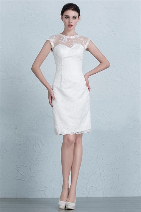 Shopping for a wedding dress is one of the most veils are a classic accessory for your ensemble. Elegant Tight Short Wedding Dresses Reception Modest Lace ...