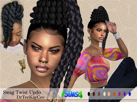 Swag Twist Updo Hair By Drteekaycee At Tsr Sims 4 Updates