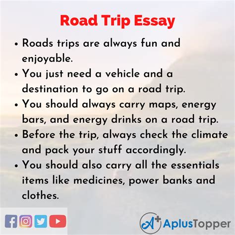 Essay On Road Trip Road Trip Essay For Students And Children In