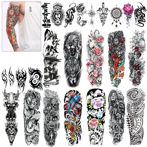 Buy Konsait Full Arm Temporary Tattoos Sleeve Waterproof Fake Body Art