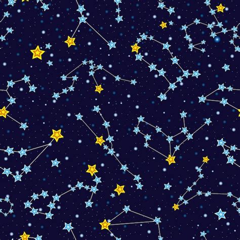 Premium Vector Seamless Pattern With Cartoon Zodiac Constellations In