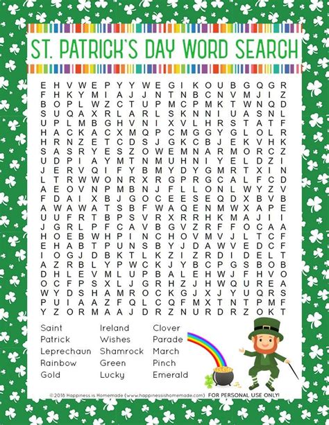 St Patricks Day Word Search Happiness Is Homemade