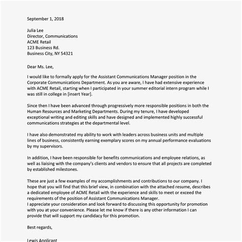 You may need to explain why you are moving from your current position. Cover Letters For An Internal Position Or Promotion within ...