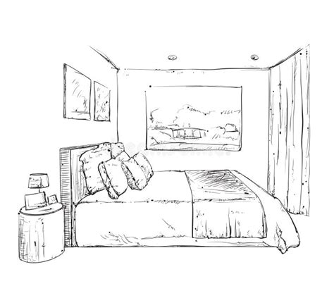 Hand Drawn Bedroom Interior Sketch Stock Vector Illustration Of