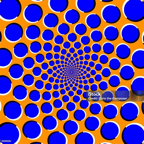 Ilusi Optik Dengan Lingkaran Biru Pada Latar Belakang Oranye Ilustrasi