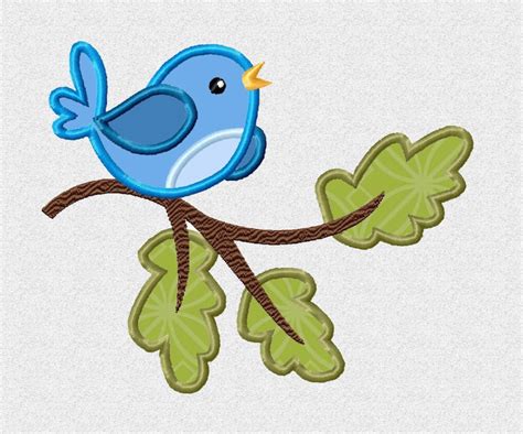 Bird On A Branch Applique Machine Embroidery Design No 427 Etsy