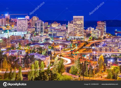 Tacoma Washington Usa Skyline Night — Stock Photo © sepavone #202964300