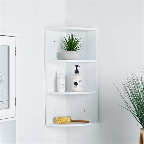 Buy Vonhaus Corner Shelf Unit White 3 Tier Shelving Shaker Style