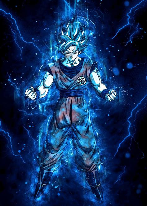 Goku Super Saiyan Blue Poster Nature Painting By Tim Harvey Fine Art