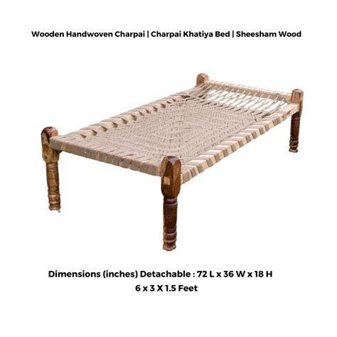 wooden handwoven charpai charpai khatiya bed sheesham wood khati villkart