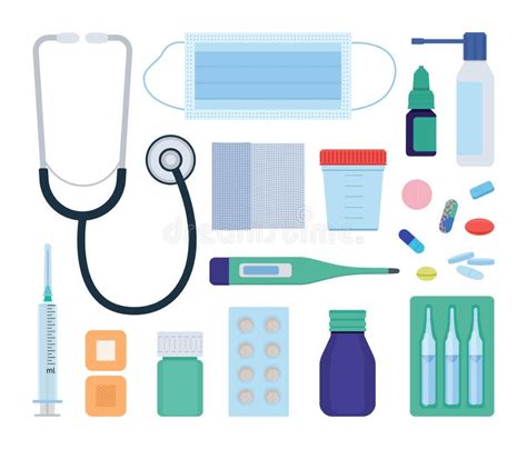 Tools Of A General Practitioner And Medical Aid Objects Set Vector