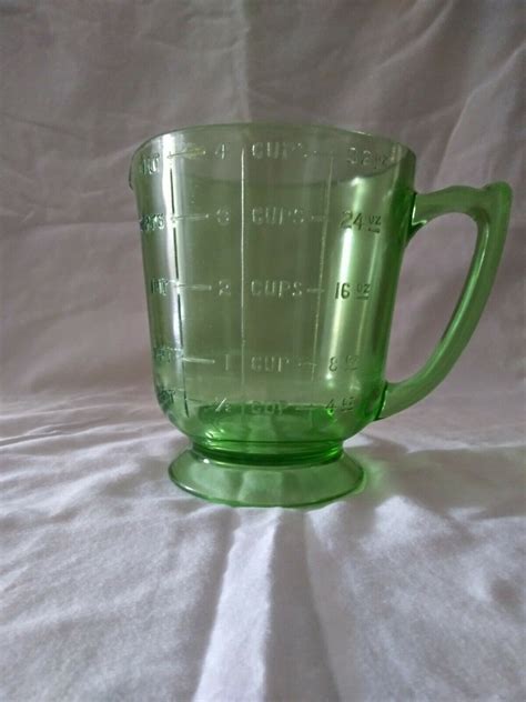 Vintage Depression Glass Green Cup Measuring Pitcher Cup Antique