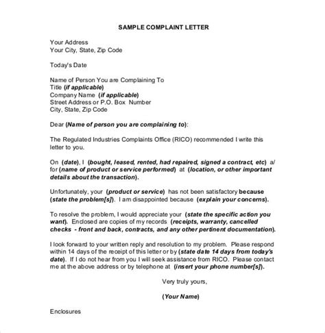 10 Business Complaint Letter Templates Free Sample Example Format
