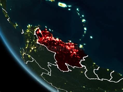 Satellite View Of Venezuela At Night Stock Illustration Illustration