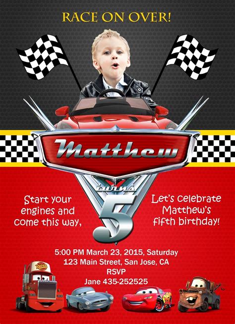 Watercolor greeting card with roses. Cars Birthday Invitation Template Lovely Pin by Birthday ...