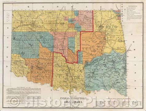Historic Map Map Of Indian Territory And Oklahoma 1890 Julius Bien