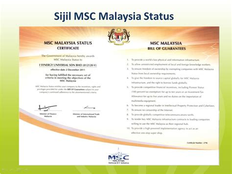 The establishment of the msc program was crucial to accelerate the objectives of vision 2020 and to transform malaysia into a modern state by. Sijil MSC Malaysia Status