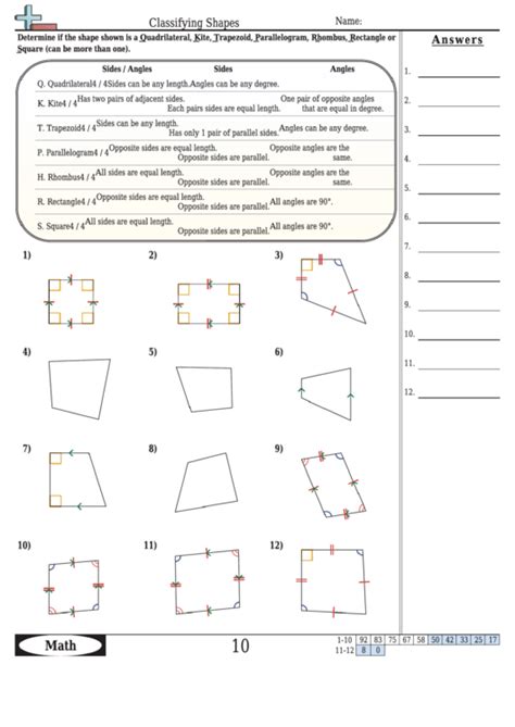 Classifying Shapes Worksheet With Answer Key Printable Pdf Download