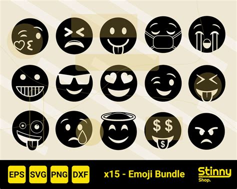 Emoji Silhouette Smiley Svg Funny Smile Etsy Singapore