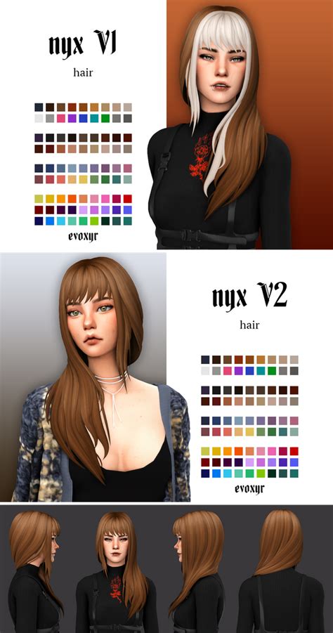 Nyx V1 And V2 Hairs Evoxyr Sims 4 Custom Content
