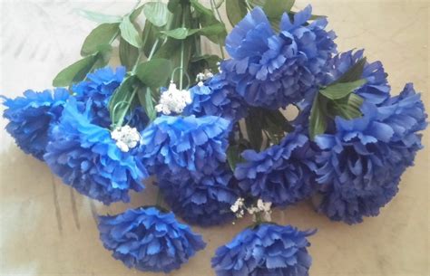 You will find a huge range of original silk bridal bouquets, floral wedding packages as well as a custom order facility. 12 Heads Blue Silk Artificial Wedding Carnation Bouquet ...