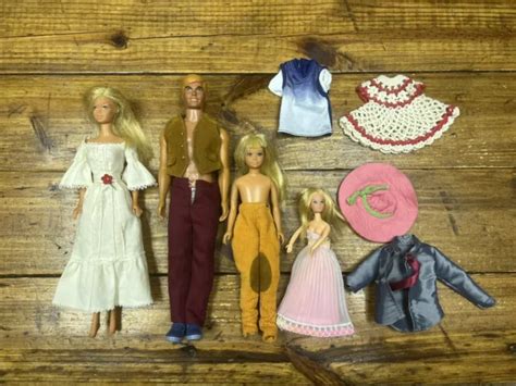 Vintage 1960s 70s Barbie Ken Doll Lot Of 4 W Extra Clothes Mattel