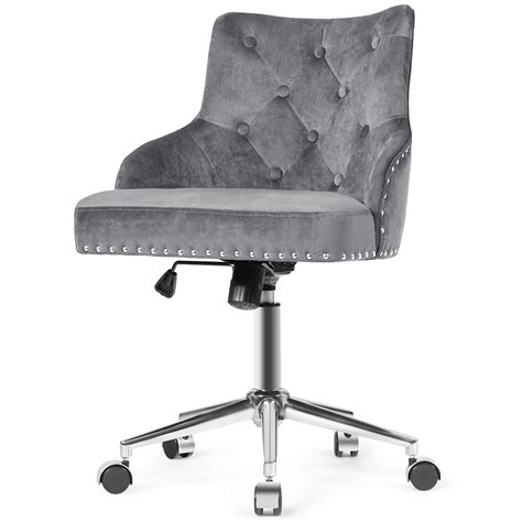 Work in comfort and style with this upholstered swivel desk chair. Gymax Velvet Office Chair Tufted Upholstered Swivel ...