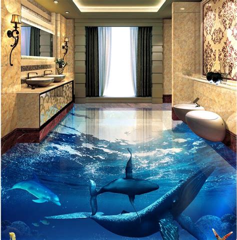 See and download hundreds of 3d wallpapers, images, art photos. 3D wall mural flooring ocean dolphin Photo wallpaper mural ...