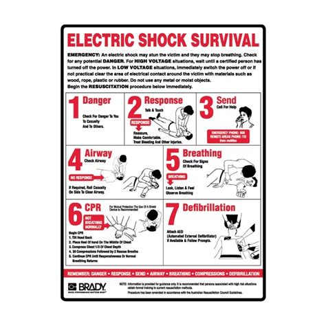 Electric Shock Survival Signs Polypropylene Seton Australia